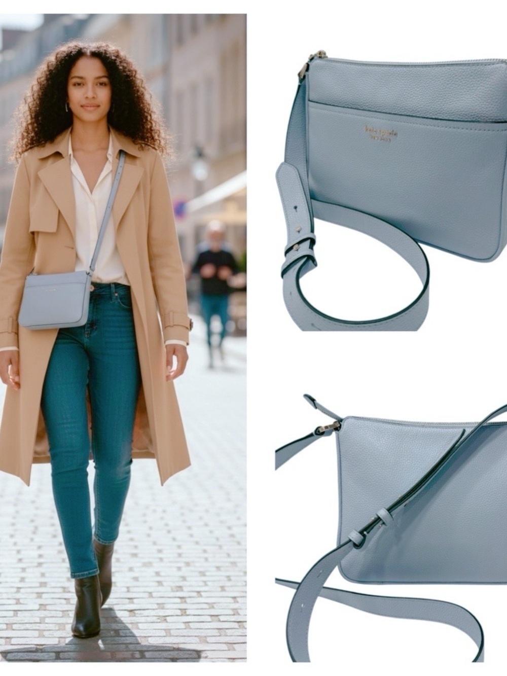 kate spade new york
Run Around Medium Pebbled Leather Crossbody baby blue